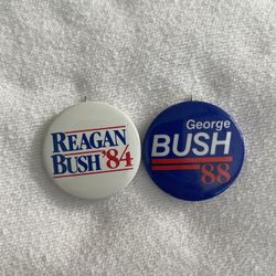 Pair Of George Bush Political Pins/Buttons