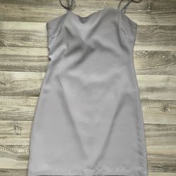 Lulu’s Slip Spaghetti Strip Back Bow Lavender Gray Dress Size Small Polyester 