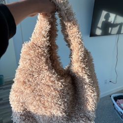 Fuzzy Brown Tote Bag