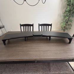 Nnewvante 60in Triple Monitor Desk Stand Riser in Black Bamboo