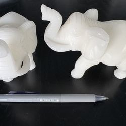Set Of White Jade Elephants