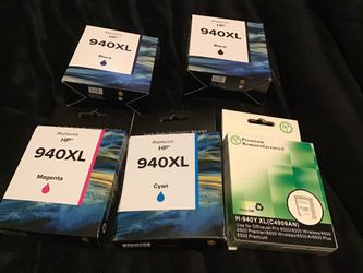 HP, remanufactured 940 XL ink jet cartridges brand new in the box set of five