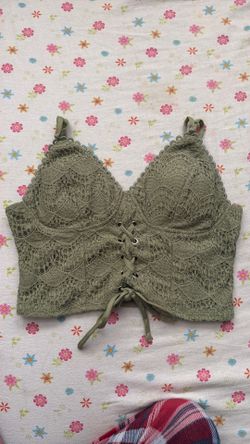Green lace bralette crop top