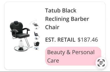 Tatub Black Reclining Barber Chair