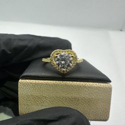 Brand New Heart Moissanite Yellow Gold Tone Engagement/ Promise Ring 💍 