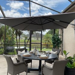 Outdoor Dining Table ,Chairs & Umbrella