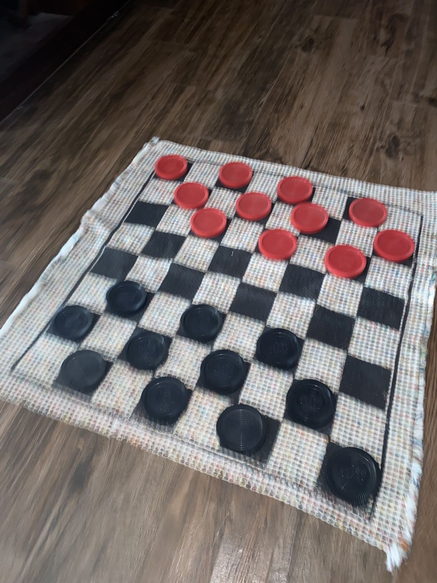 Jumbo Checker Board Game With Carpet And Large Pieces 12 Red/12 Black