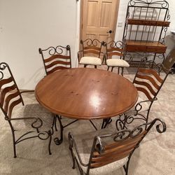 Whole Dining Room Set - 1 Table, 4 Chairs, 2 Bar Stools, And Armoire 