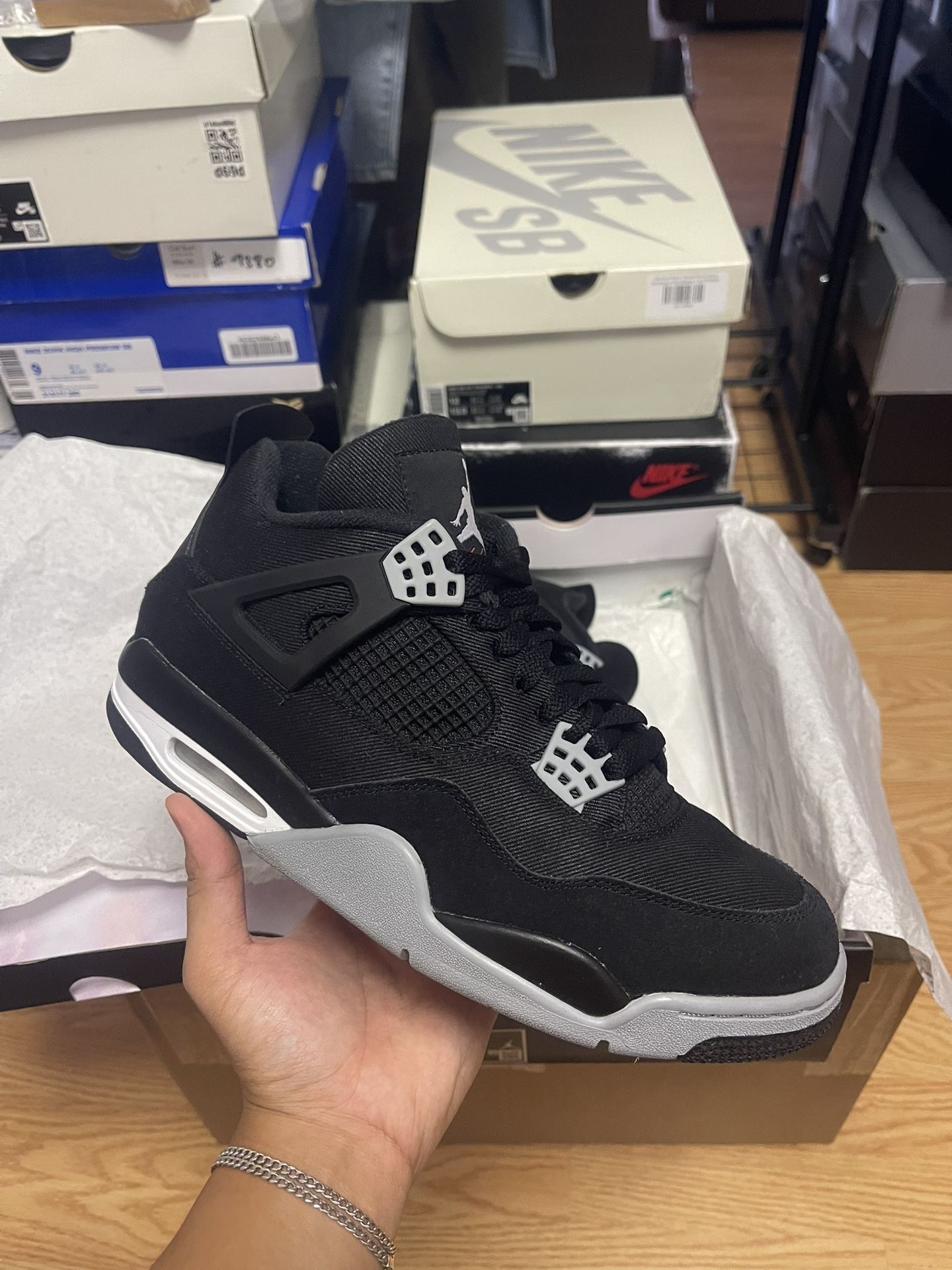 Air Jordan 4 Retro SE Black Canvas 2022 USED OG ALL Size 10M (DH7138-006)