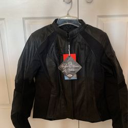 Womens XL Leather Riding Jacket With Removable Armor 