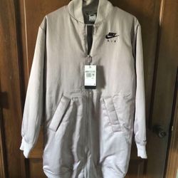 Nike Women Long Bomber Jacket XS Oversized Fit