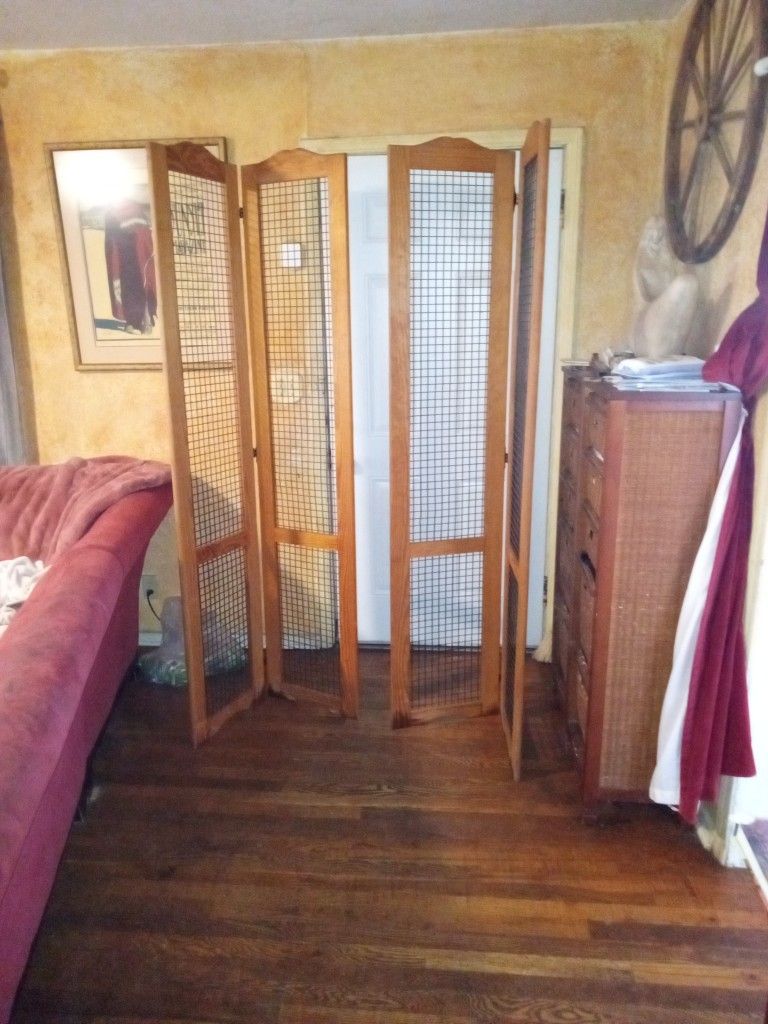 Wood Wire Room Dividers Folding Screen 