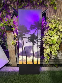 Palm Tree Sunset Canvas Wall Art – $15