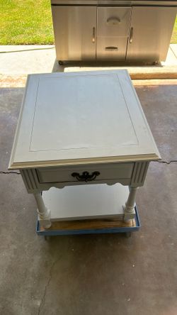 Vintage side wooden table with drawer