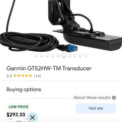 Garmin GT52HW -TM  CHIRP/ ClearVu and SideVu Transducer 