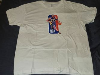 Kobe Bryant NBA Logo Graphic T-Shirt White Size Large L Custom Fan Shirt LA Lakers