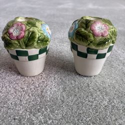 Set Of Ceramic Candleholders Featuring A Colorful And Boston Design With Tropical Flowers And Foliage