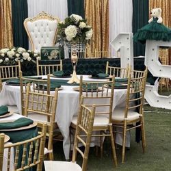 For Sale Resin Chiavari Chairs Gold And White