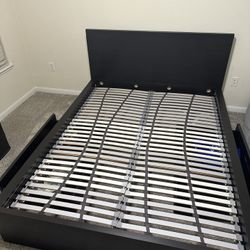 IKEA MALM High bed frame/2 storage boxes, Queens