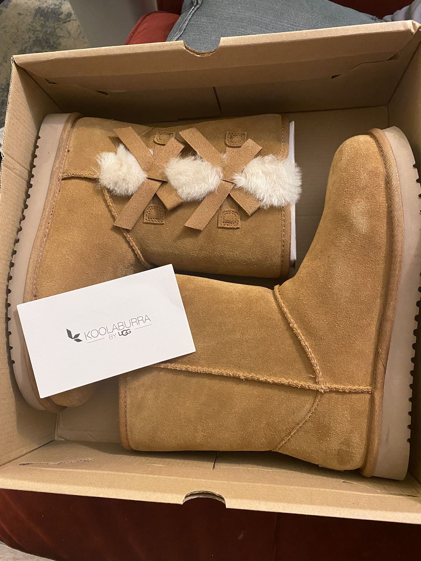 Koolaburra by UGG Womens Victoria Short Chestnut Suede Faux Fur Shearling Boots size 9