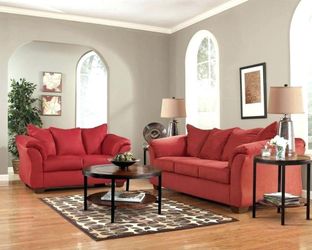 Five seater red couch and love seat!