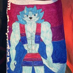 Vibrant Blue and Red Illustrated Art Piece