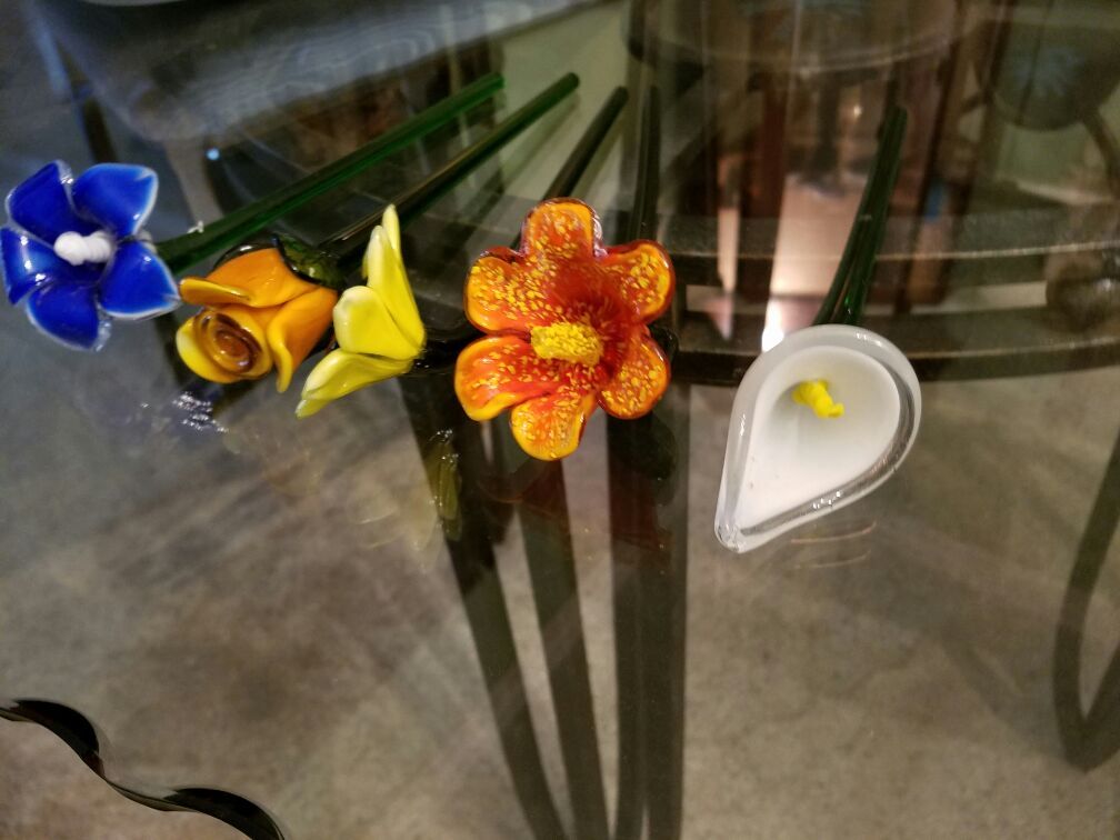 Hand blown glass flowers