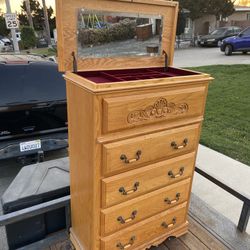 Beautiful Tall Dresser With Lift Top Jewelry Armoire 