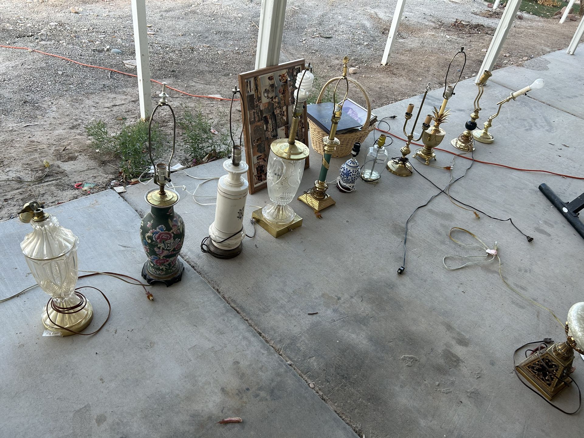 Antique Lamps, Brass & Glass