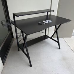 New In Box 42x24x35 Inch Tall Gaming Gamer Office Game Table Desk With LED Light And Monitor Stand Shelf Furniture 