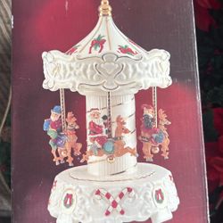 Santa And Elf Musical Holiday Carousel 