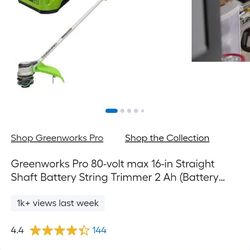Greenworks string trimmer witj battery charger