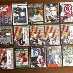 Lot Of 15 Autographed and Relic Baseball Cards