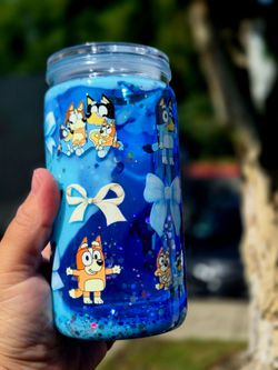 Bluey Glitter Snow Globe acrylic Cup lava lamp kid friendly