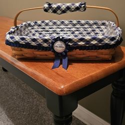 Longaberger Blue Ribbon Basket With Protector And Liner 