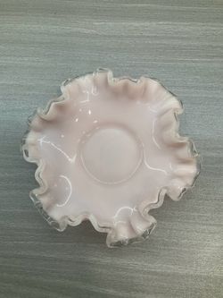 VINTAGE FENTON ART GLASS PINK MILK GLASS BON BON DISH