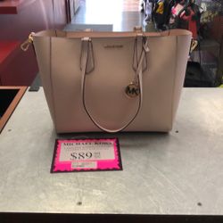 1003 Michael Kors 35H9GKFT9T  Large Pink Kimberly Pebbled Leather 3-in-1 Tote Bag W / Shoulder Strap 018581
