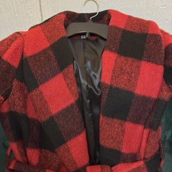 H&M Women’s Coat – Red & Black – XS Petite