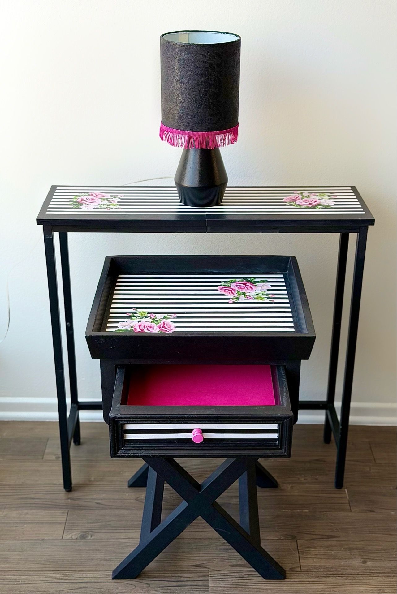 Custom Hand-Painted 3-Piece Set – Console Table, Nightstand & Lamp