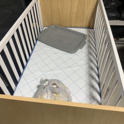 White Light Blue Brown Tan Bed Baby Crib Mattress Nursery