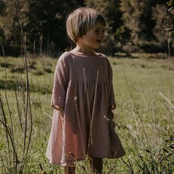100% Organic Cotton muslin Dress by The Simple Folk OLIVE GREEN Sz 7/8 NWT. 
