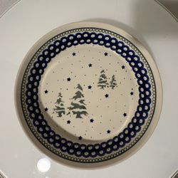 Polish Pottery Pie Plate Rustic Pines