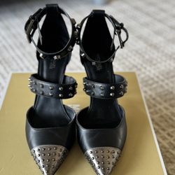 Michael Kors Black Leather Studded Heal 