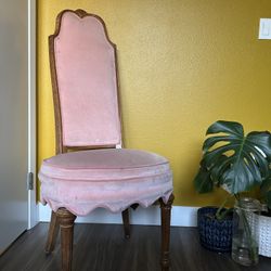 Regal Wooden Vanity Chair Pink Velvet -125 OBO