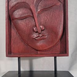 Hand Carved Wooden Buddha Statue On Stand