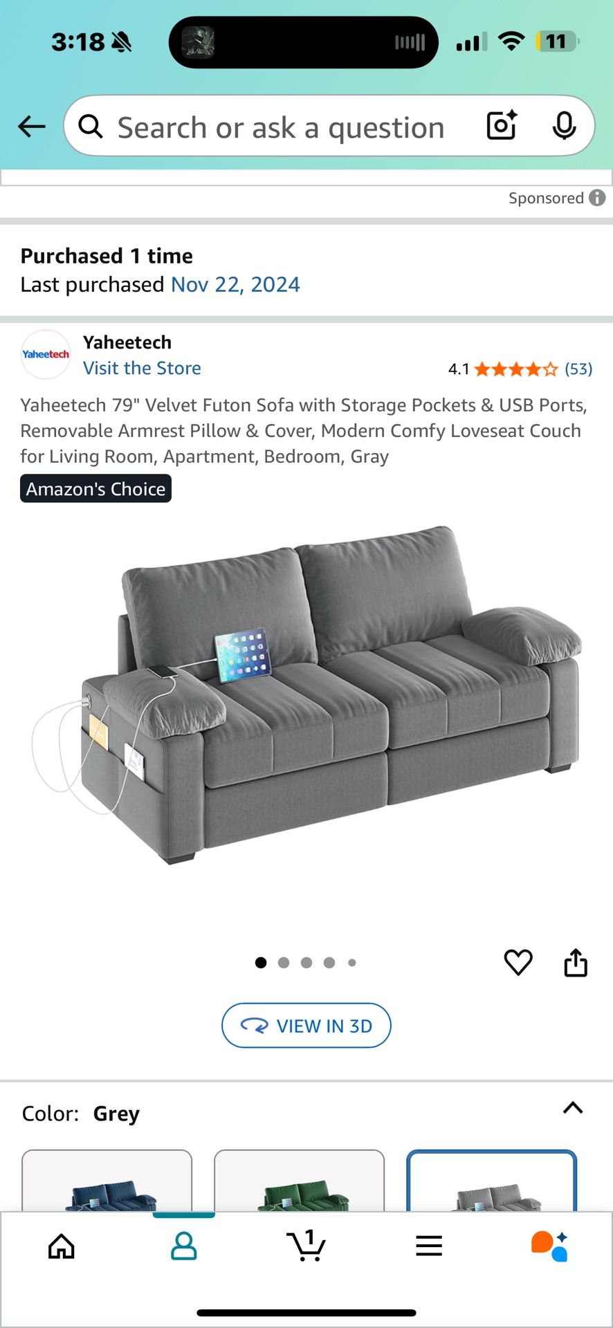 Amazon gray couch