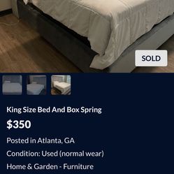 King Size Bed And Box Spring 