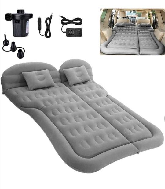 SAYGOGO SUV Air Mattress Camping Bed Cushion Pillow - Inflatable Thickened Car Air Bed with Electric Air Pump Flocking Surface Portable Sleeping Pad 