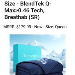 Breescape Cooling Comforter Queen Size - BlendTek™ Q-Max>0.46 Tech, Breathable Blanket for Hot Sleepers & Night Sweats