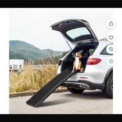 SuperDeal 61-inch Dog Pet Ramp Nonslip Folding for Car SUV Backseat Stair Steps Portable Travel Ladder High Traction